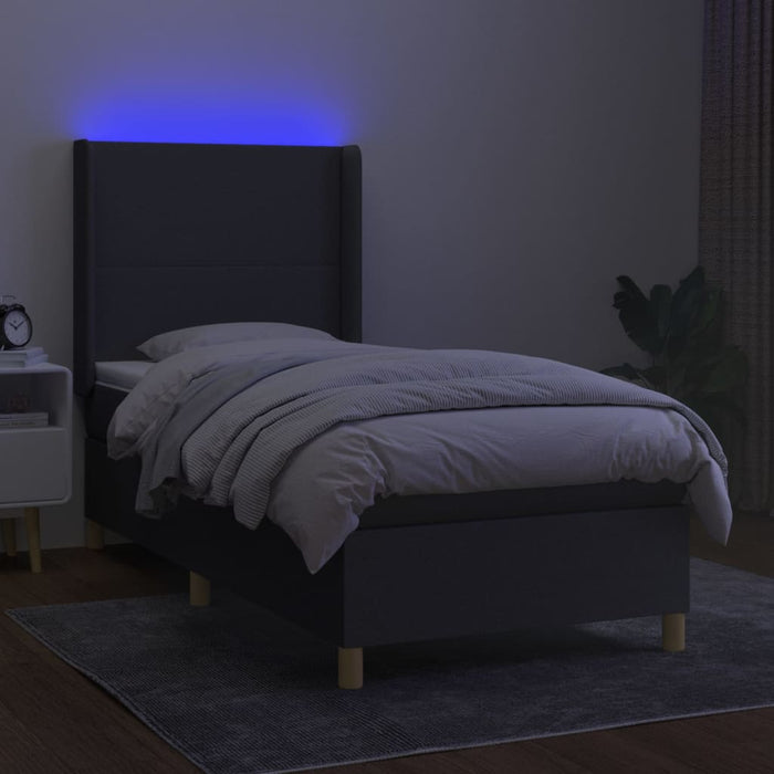Pat cu arcuri, saltea și LED, gri închis, 80x200 cm, textil - WALTI WALTI