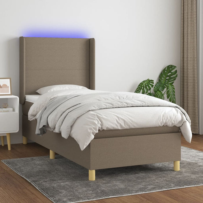 Pat cu arcuri, saltea și LED, gri taupe, 80x200 cm, textil - WALTI WALTI