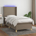 Pat cu arcuri, saltea și LED, Gri taupe, 100x200 cm, textil - WALTI WALTI