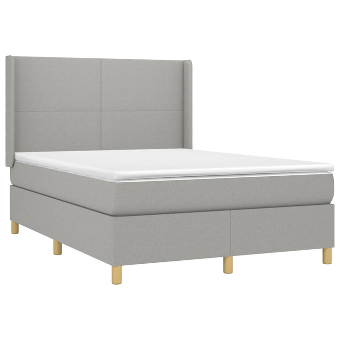 Pat cu arcuri, saltea și LED, gri deschis, 140x190 cm, textil - WALTI WALTI