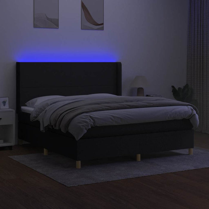 Pat cu arcuri, saltea și LED, negru, 180x200 cm, textil - WALTI WALTI