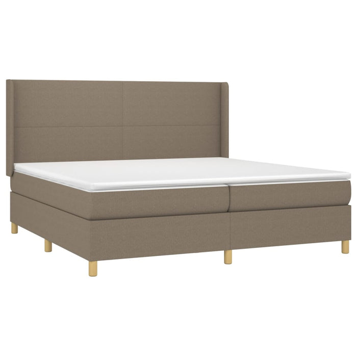 Pat cu arcuri, saltea și LED, gri taupe, 200x200 cm, textil - WALTI WALTI