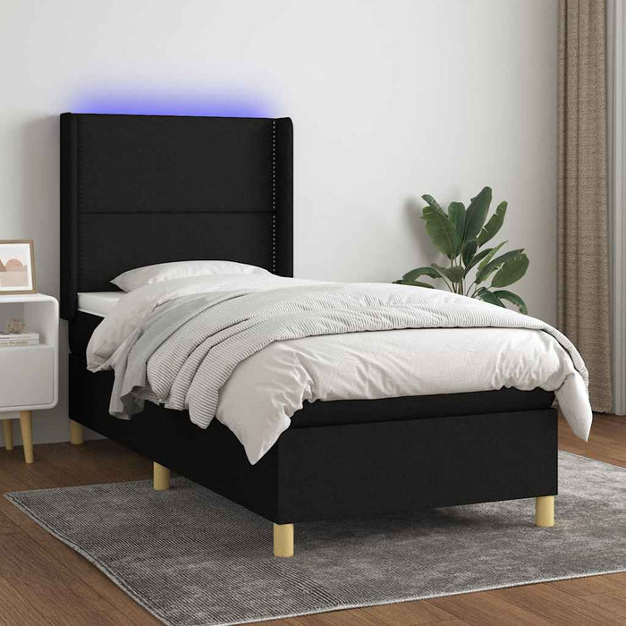 Pat cu arcuri, saltea și LED, negru, 80x200 cm, textil - WALTI WALTI