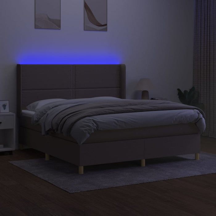Pat cu arcuri, saltea și LED, gri taupe, 180x200 cm, textil - WALTI WALTI