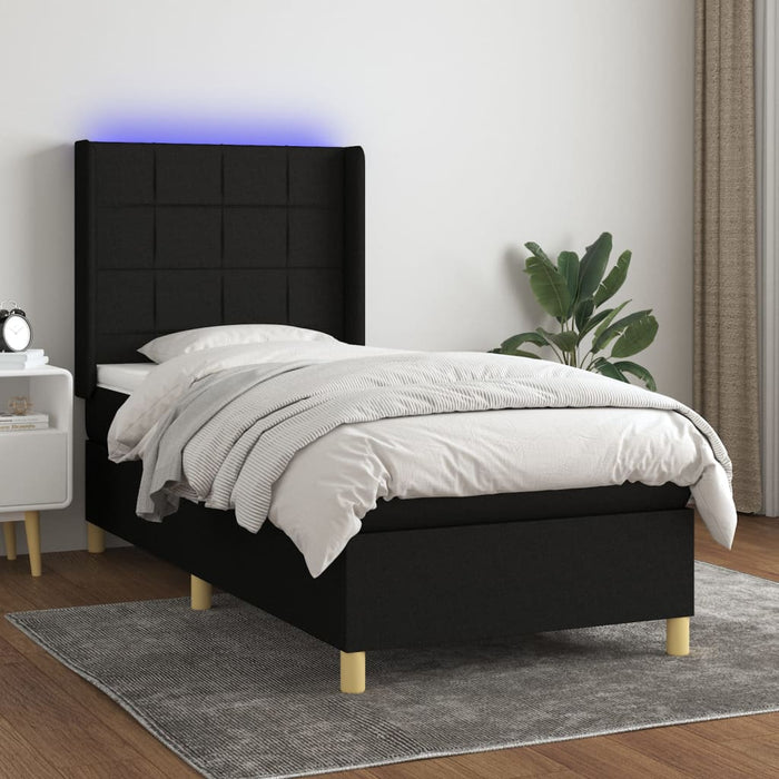 Pat cu arcuri, saltea și LED, negru, 80x200 cm, textil - WALTI WALTI
