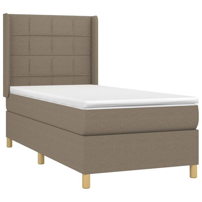 Pat cu arcuri, saltea și LED, gri taupe, 90x190 cm, textil - WALTI WALTI