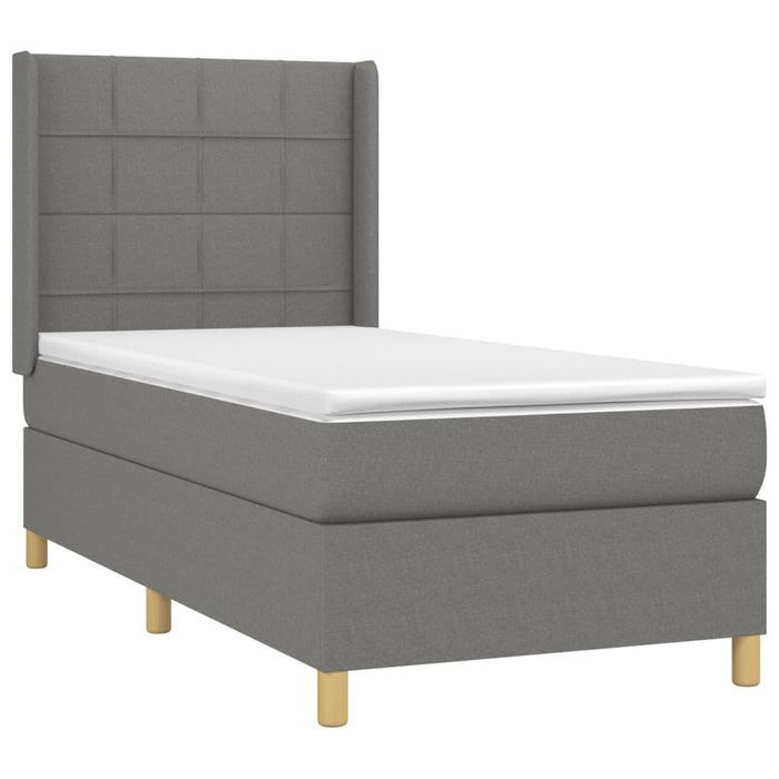 Pat cu arcuri, saltea și LED, gri închis, 90x200 cm, textil - WALTI WALTI