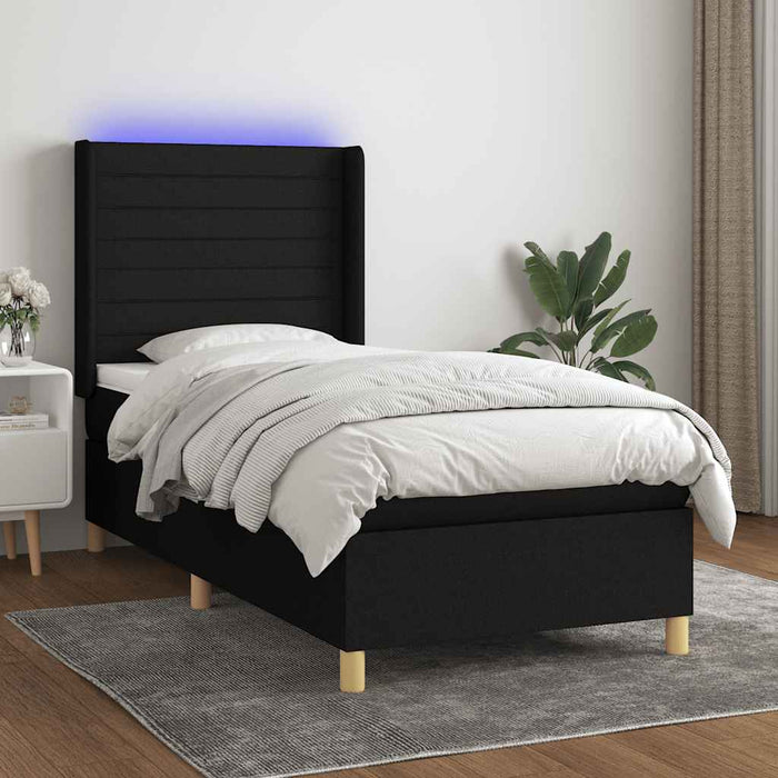 Pat cu arcuri, saltea și LED, negru, 80x200 cm, textil - WALTI WALTI