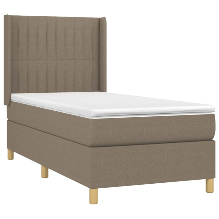 Pat cu arcuri, saltea și LED, gri taupe, 90x200 cm, textil - WALTI WALTI