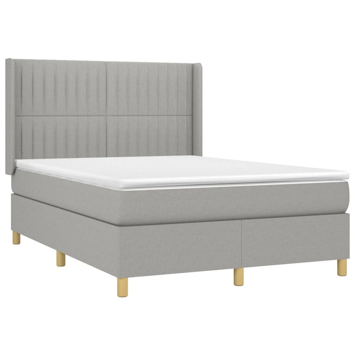 Pat cu arcuri, saltea și LED, gri deschis, 140x190 cm, textil - WALTI WALTI