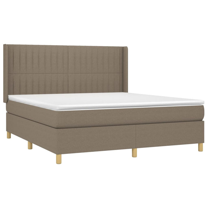 Pat cu arcuri, saltea și LED, gri taupe, 180x200 cm, textil WALTI