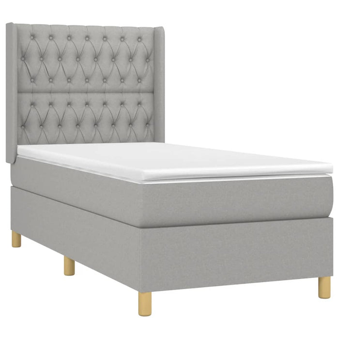 Pat cu arcuri, saltea și LED, gri deschis, 90x190 cm, textil - WALTI WALTI