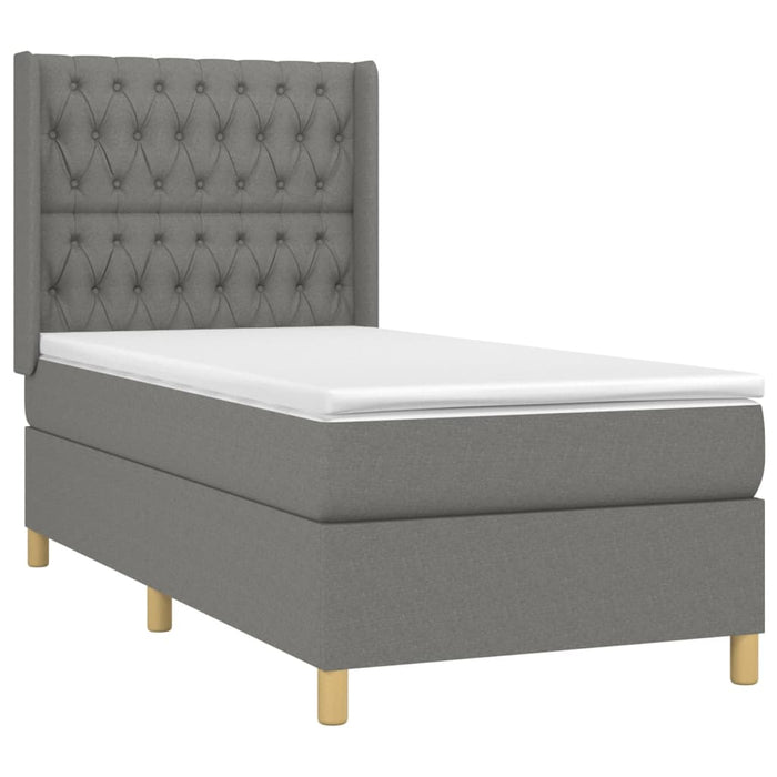 Pat cu arcuri, saltea și LED, gri închis, 90x200 cm, textil - WALTI WALTI