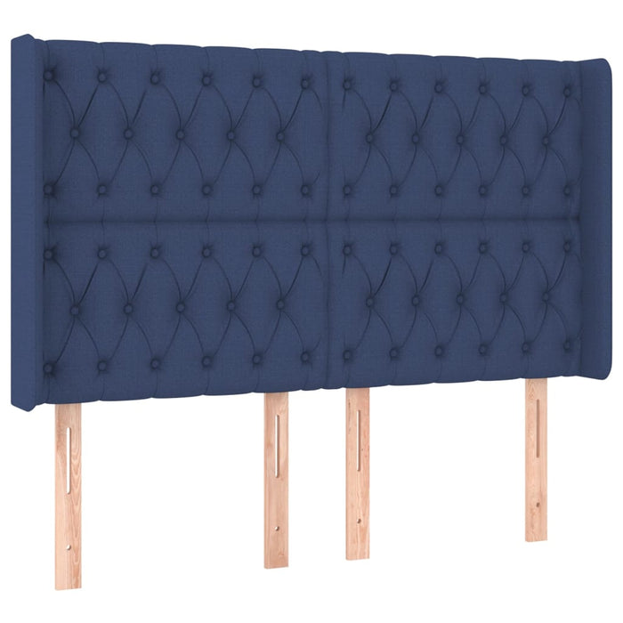 Pat cu arcuri, saltea și LED, albastru, 160x200 cm, textil WALTI