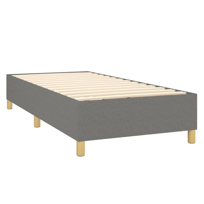 Pat cu arcuri, saltea și LED, gri închis, 80x200 cm, textil WALTI
