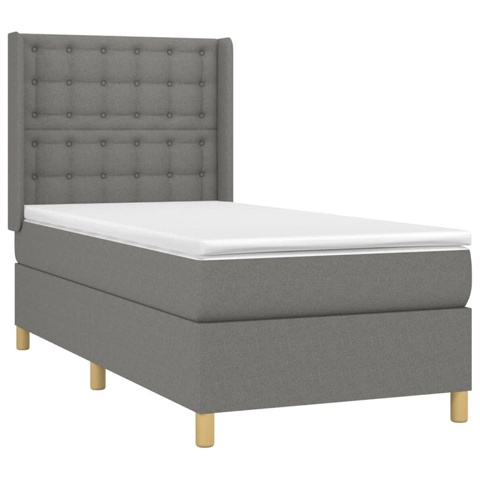 Pat cu arcuri, saltea și LED, gri închis, 90x190 cm, textil - WALTI WALTI