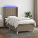 Pat cu arcuri, saltea și LED, gri taupe, 90x200 cm, textil - WALTI WALTI