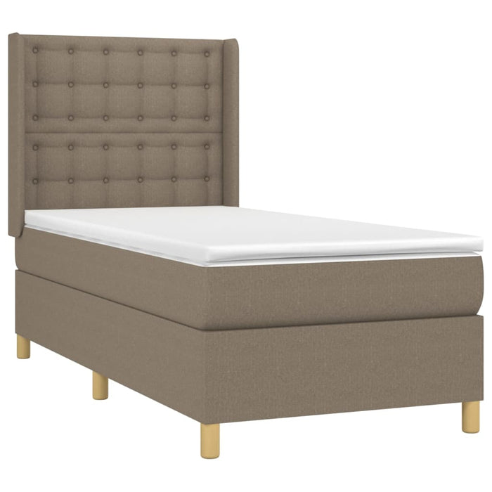 Pat cu arcuri, saltea și LED, Gri taupe, 100x200 cm, textil - WALTI WALTI