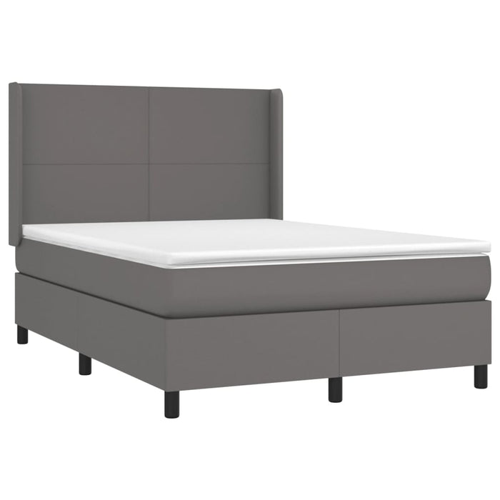 Pat cu arcuri, cu saltea și LED, gri, 140x200 cm, piele eco - WALTI WALTI