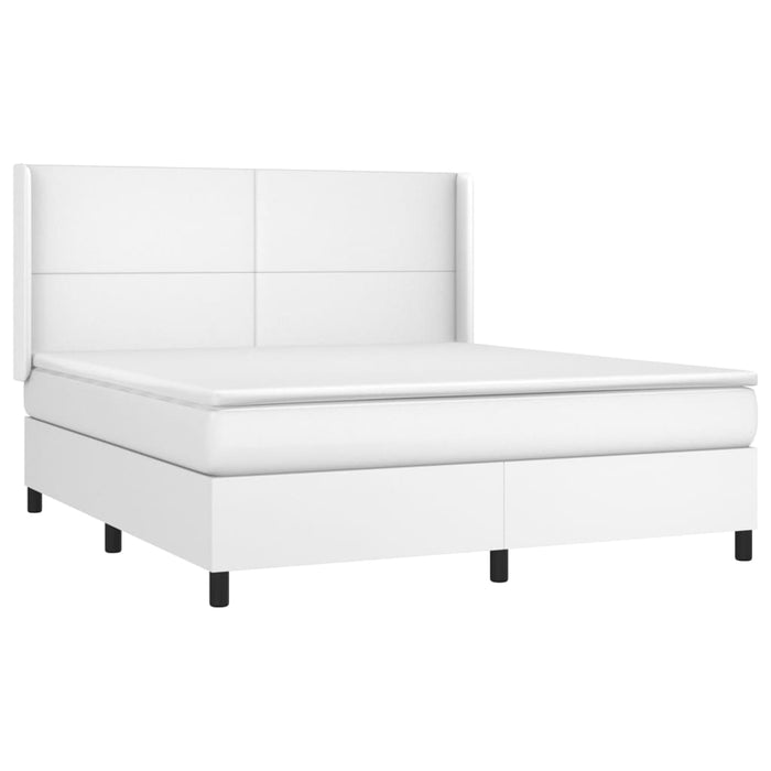 Pat cu arcuri, saltea și LED, alb, 160x200 cm, piele ecologică WALTI
