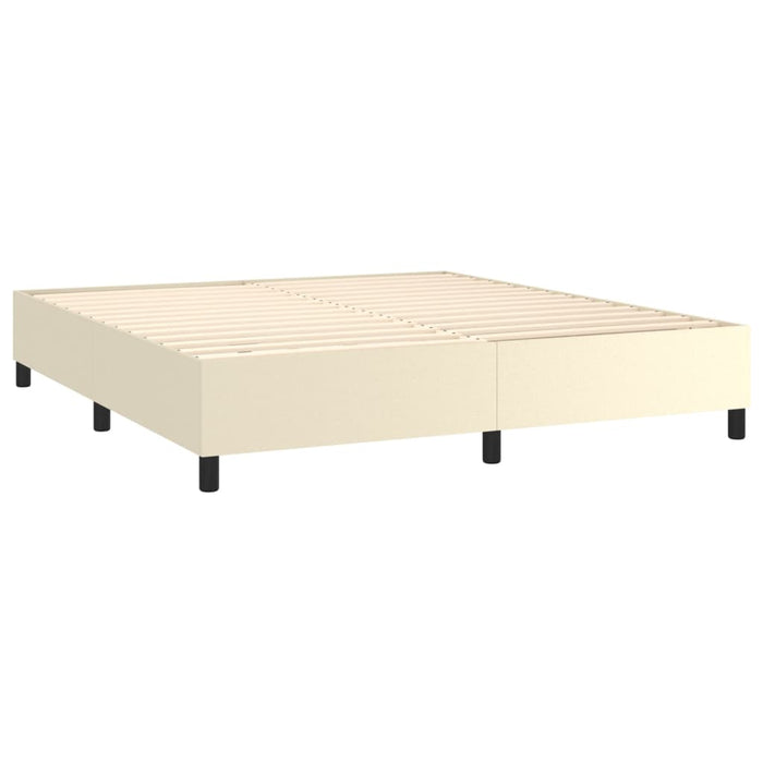 Pat cu arcuri, cu saltea și LED, crem, 160x200 cm, piele eco WALTI