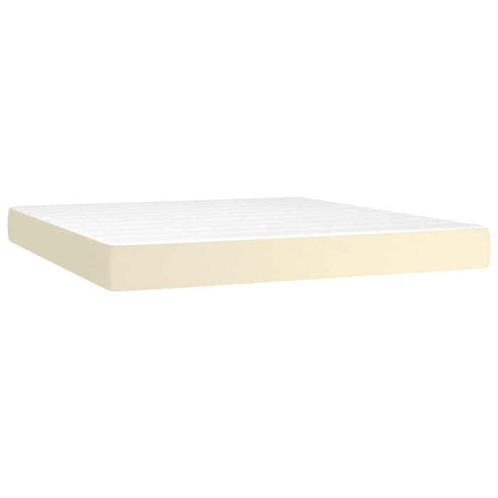 Pat cu arcuri, cu saltea și LED, crem, 160x200 cm, piele eco WALTI