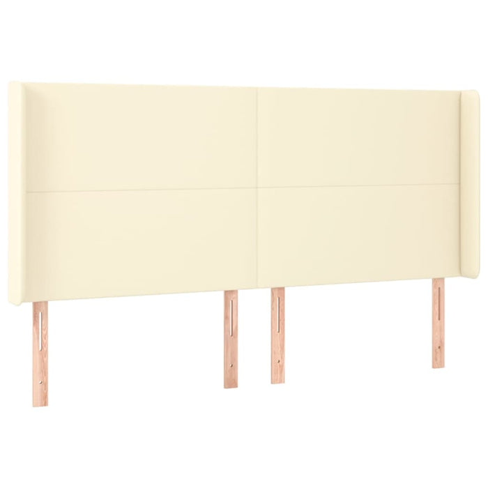 Pat cu arcuri, cu saltea și LED, crem, 160x200 cm, piele eco WALTI