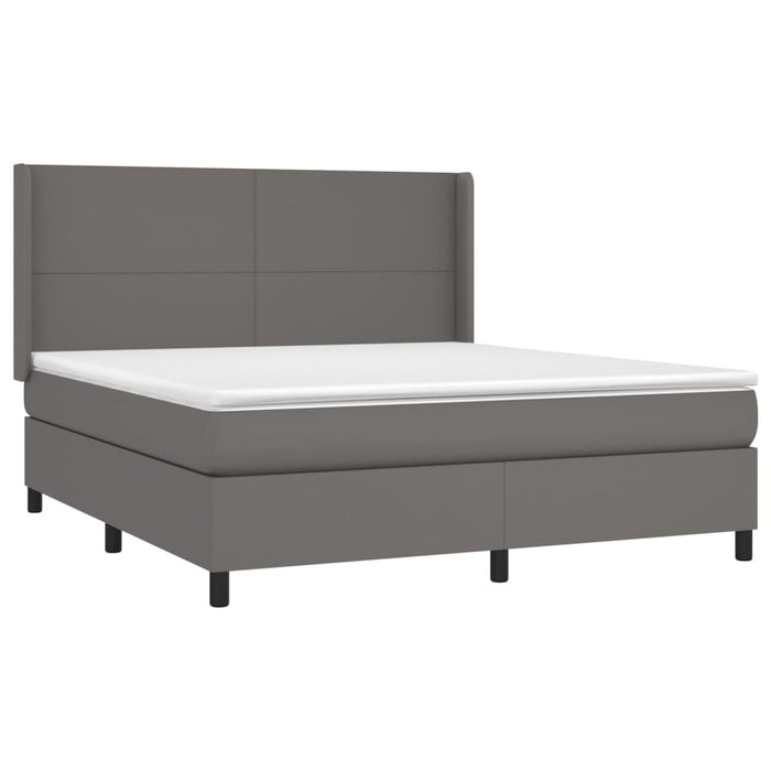 Pat cu arcuri, cu saltea și LED, gri, 160x200 cm, piele eco - WALTI WALTI