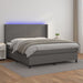 Pat cu arcuri, cu saltea și LED, gri, 160x200 cm, piele eco - WALTI WALTI