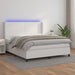 Pat cu arcuri, cu saltea și LED, alb, 180x200 cm, piele eco - WALTI WALTI