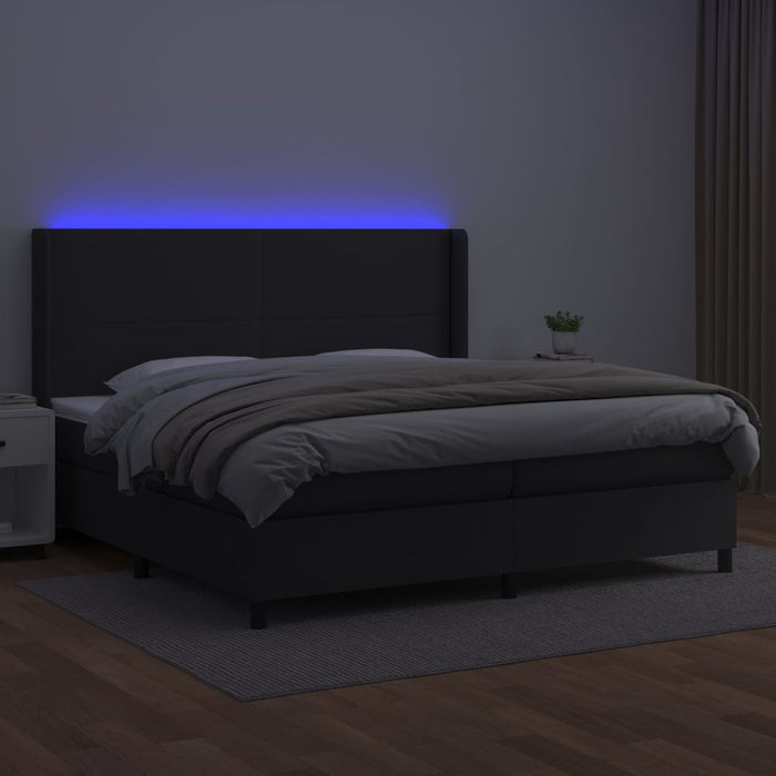 Pat box spring cu saltea, negru, 200x200 cm, piele ecologică - WALTI WALTI