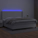 Pat cu arcuri, cu saltea și LED, alb, 200x200 cm, piele eco - WALTI WALTI