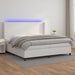 Pat cu arcuri, cu saltea și LED, alb, 200x200 cm, piele eco - WALTI WALTI