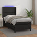 Pat cu arcuri, saltea și LED, negru, 90x190 cm, piele ecologică - WALTI WALTI