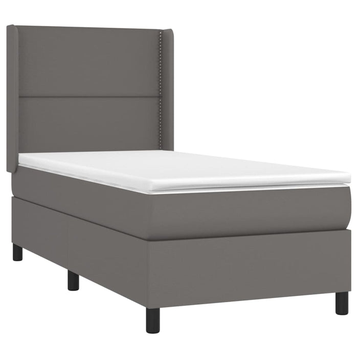 Pat cu arcuri, saltea și LED, gri, 90x190 cm, piele ecologică - WALTI WALTI