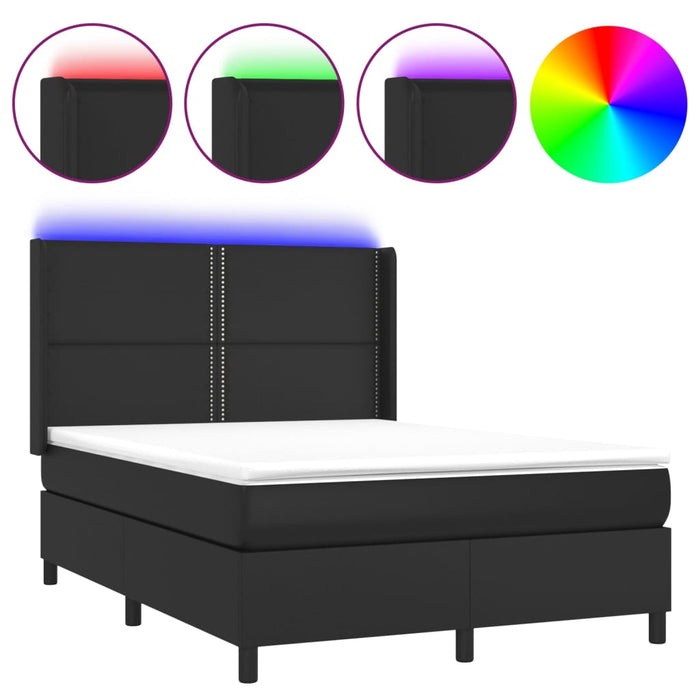 Pat box spring cu saltea, negru, 140x190 cm, piele ecologică - WALTI WALTI