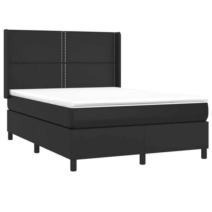 Pat cu arcuri, saltea și LED, negru, 140x200 cm, piele eco - WALTI WALTI