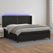 Pat cu arcuri, saltea și LED, negru, 200x200cm, piele ecologică - WALTI WALTI
