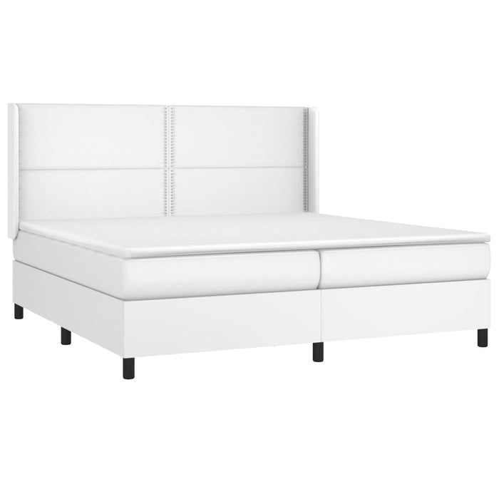Pat cu arcuri, saltea și LED, alb, 200x200 cm, piele ecologică - WALTI WALTI
