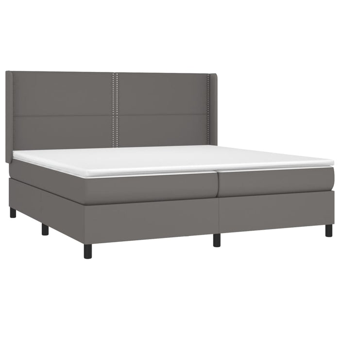 Pat cu arcuri, saltea și LED, gri, 200x200 cm, piele ecologică - WALTI WALTI