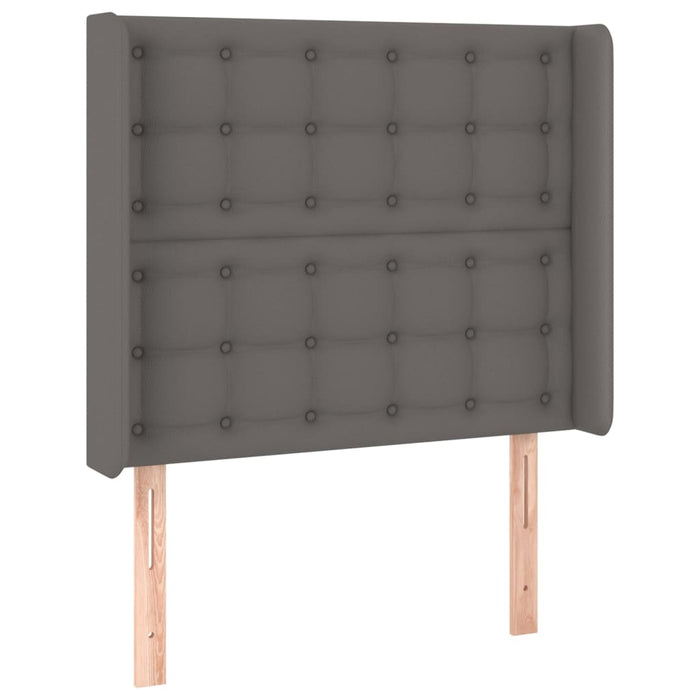 Pat continental cu saltea și LED, gri, 80x200 cm, piele eco WALTI