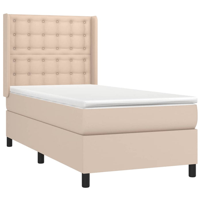 Pat cu arcuri, cu saltea și LED cappuccino 100x200 cm piele eco - WALTI WALTI