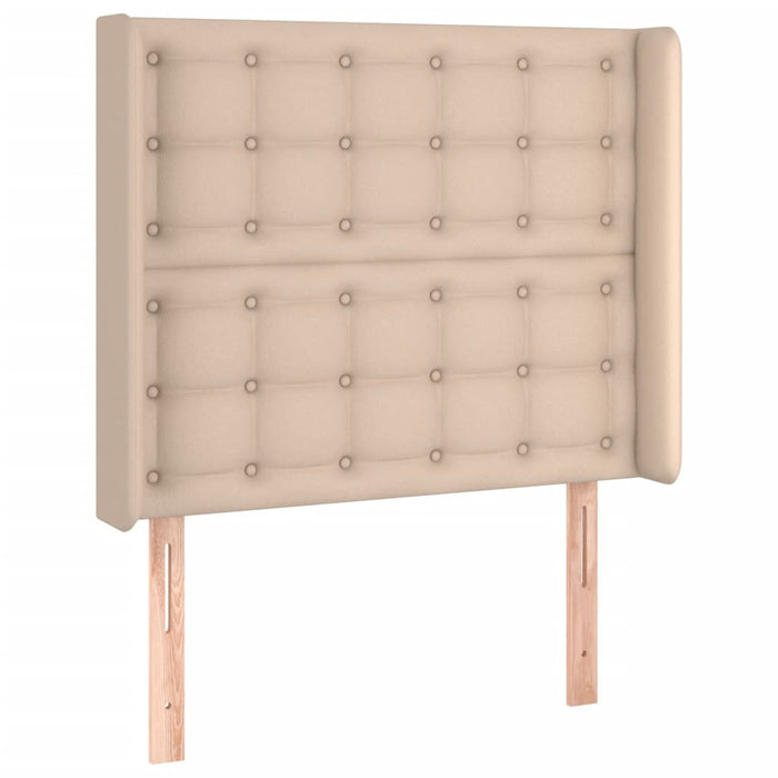 Pat cu arcuri, cu saltea și LED cappuccino 100x200 cm piele eco - WALTI WALTI