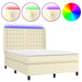 Pat cu arcuri, cu saltea & LED, crem, 140x190 cm, piele eco - WALTI WALTI