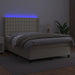 Pat cu arcuri, cu saltea & LED, crem, 140x190 cm, piele eco - WALTI WALTI