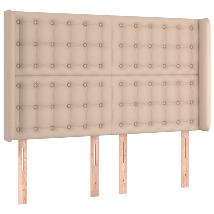 Pat cu arcuri, cu saltea și LED cappuccino 140x190 cm piele eco WALTI