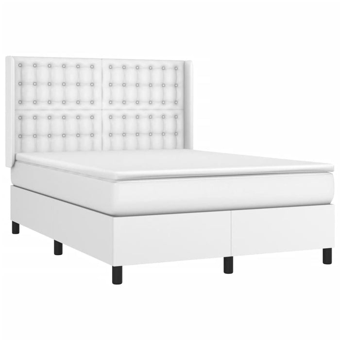 Pat cu arcuri, saltea și LED, alb, 140x200 cm, piele eco - WALTI WALTI