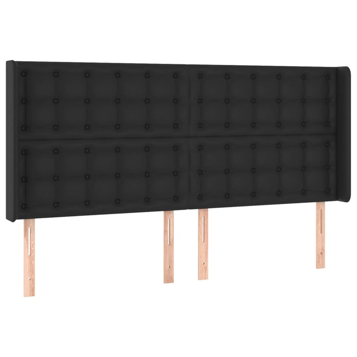 Pat cu arcuri, saltea și LED, negru, 160x200cm, piele ecologică WALTI