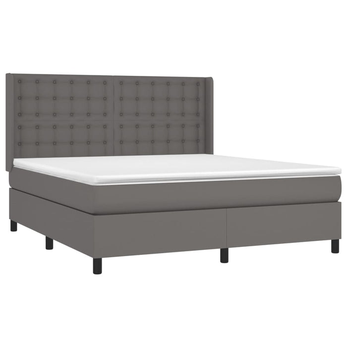 Pat cu arcuri, saltea și LED, gri, 180x200 cm, piele ecologică - WALTI WALTI