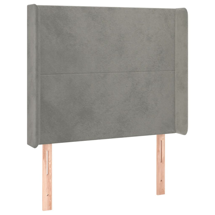 Pat continental cu saltea & LED, gri deschis, 80x200 cm catifea - WALTI WALTI